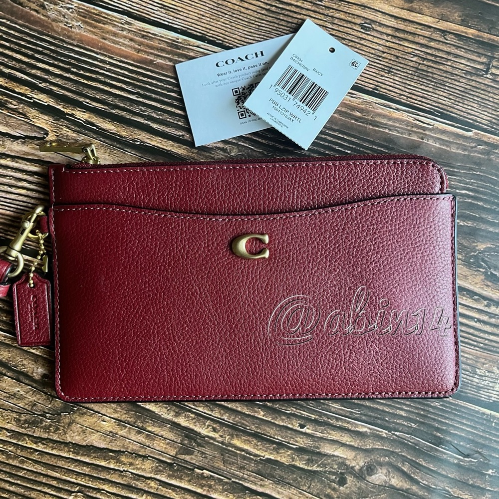 NWT Coach Pebble Leather L Zip Wristlet - Picture 4 of 5